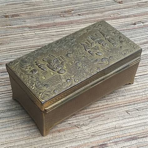 vintage 1930's metal cigarette box wood bottom insert|Antique 1930s Cigarette Boxes / Tobacco Boxes for sale.